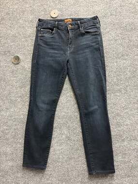 Mother The High Waisted Looker Skinny Jeans in Black Fade Ankle Length